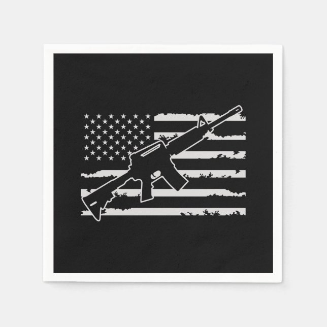 Rifle Weapon American Flag Napkins (Front)