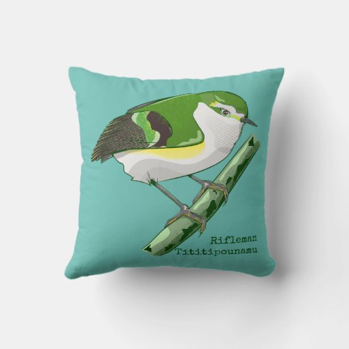 Rifleman tititiponamu NZ bird Throw Pillow