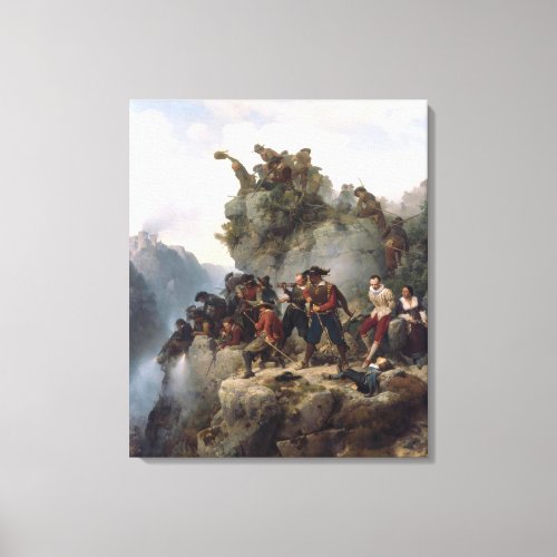 Riflemen Defending a Mountain Pass Karl Lessing Canvas Print