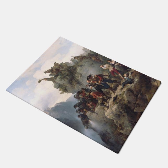 Riflemen Defending a Mountain Pass (Karl Lessing) Doormat (Angled)