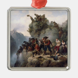 Riflemen Defending a Mountain Pass (Karl Lessing) Metal Ornament