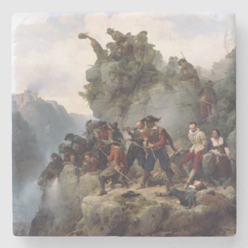 Riflemen Defending a Mountain Pass Karl Lessing Stone Coaster