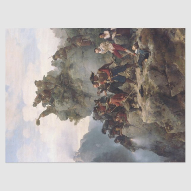 Riflemen Defending a Mountain Pass (Karl Lessing) Tissue Paper (Front)