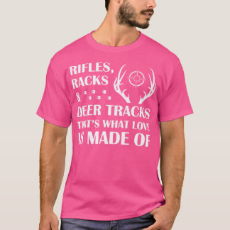 Rifles Racks And Deer Tracks Deer Hunting Hunter T-Shirt