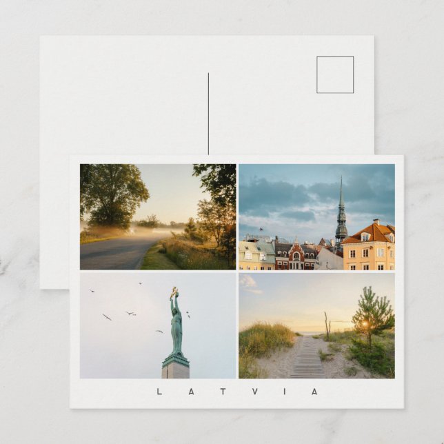 Riga and Latvia Travel Photo Collage, modern  Postcard (Front/Back)