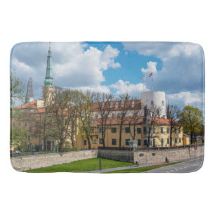 Riga Castle during sunny day in Riga, Latvia Bath Mat
