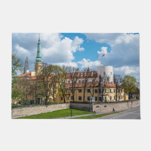 Riga Castle during sunny day in Riga, Latvia Doormat