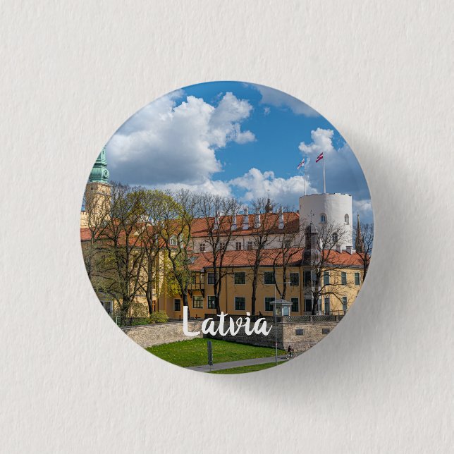 Riga Castle in Riga, Latvia Button (Front)