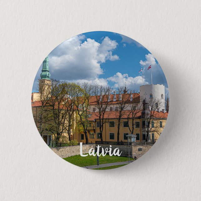 Riga Castle in Riga, Latvia Button (Front)