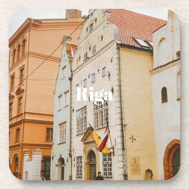 Riga Cityscape Flexible Photo Magnet Beverage Coaster (Front)