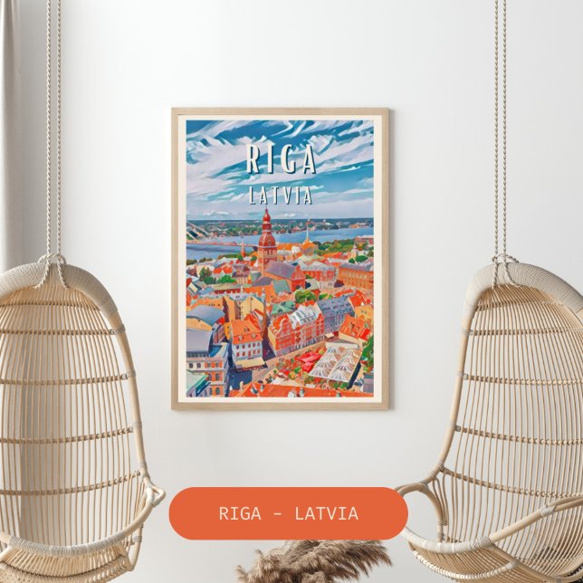 Riga, joyau de la Baltique Poster (Riga est la capitale de la Lettonie. Construite sur la mer Baltique au fond de Riga.)