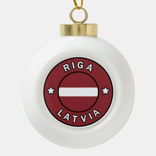 Riga Latvia Ceramic Ball Christmas Ornament