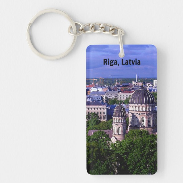 Riga, Latvia cityscape Keychain (Front)