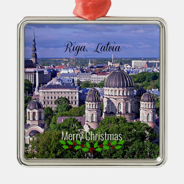 Riga, Latvia cityscape, Metal Ornament (Front)