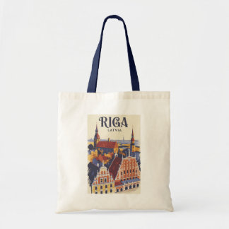 Riga Latvia Illustration Travel Art Vintage Tote Bag