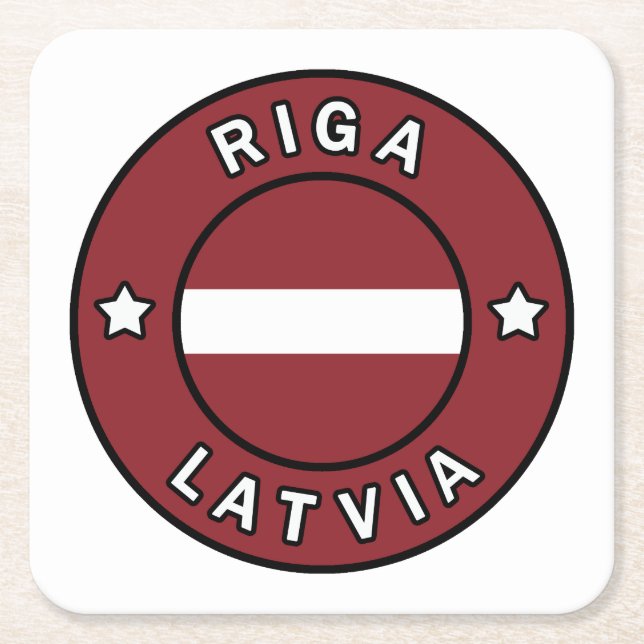 Riga Latvia Square Paper Coaster (Front)
