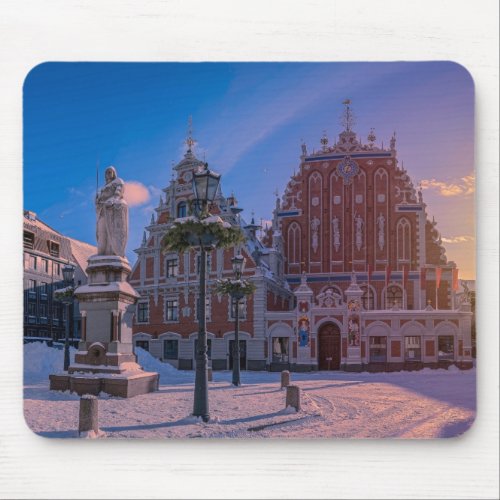 Riga Town Hall Square in winter Mouse Pad