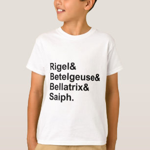 Rigel Betelgeuse Bellatrix Saiph   Stars of Orion T-Shirt