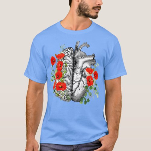 Right balance between head and heart red poppies w T_Shirt