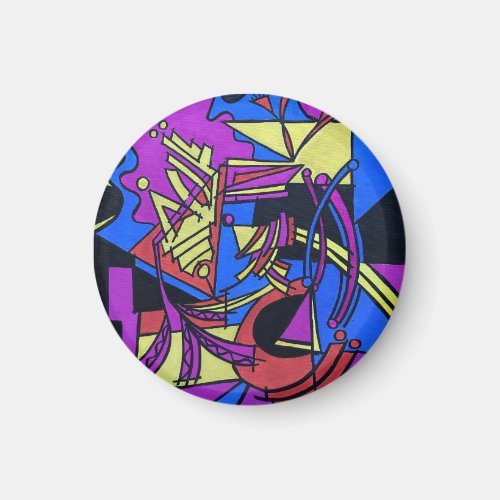 Right Brain Left Brain-Hand Painted Abstract Art Magnet