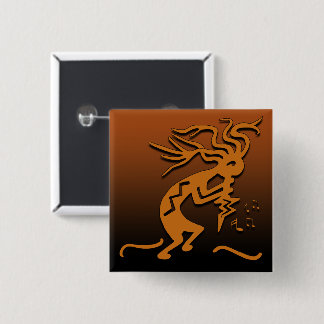Right Facing Flute Playing Kokopelli Musician Button