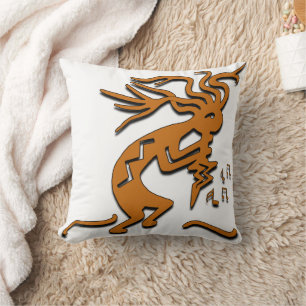 Right Facing Kokopelli Musician Throw Pillow