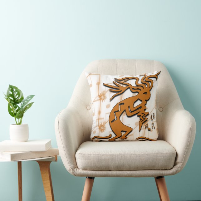 Right Facing Kokopelli Musician Throw Pillow (Chair)