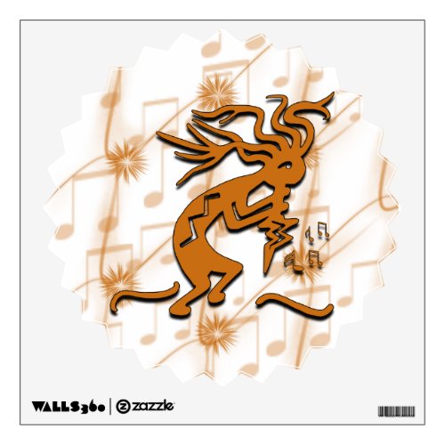 Right Facing Kokopelli Musician With Musical Notes Wall Sticker