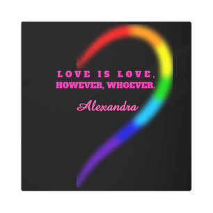 RIGHT HALF - Matching Couples Neon Rainbow Heart C Metal Print