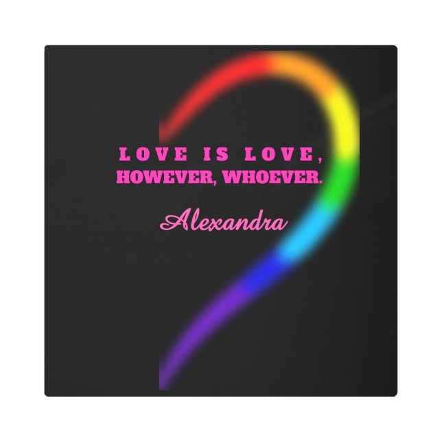 RIGHT HALF - Matching Couples Neon Rainbow Heart C Metal Print (Front)