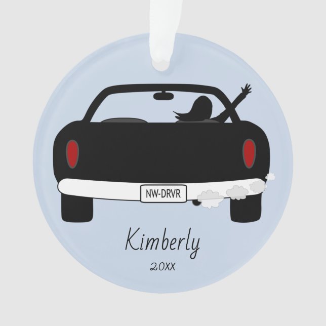 RIGHT Hand Drive New Driver Girl Ornament (Front)