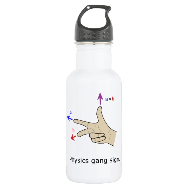 Right hand rule cross Physics gang sign Water Bottle (Front)