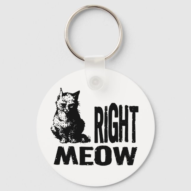 Right MEOW! Funny Evil Kitty Keychain (Front)