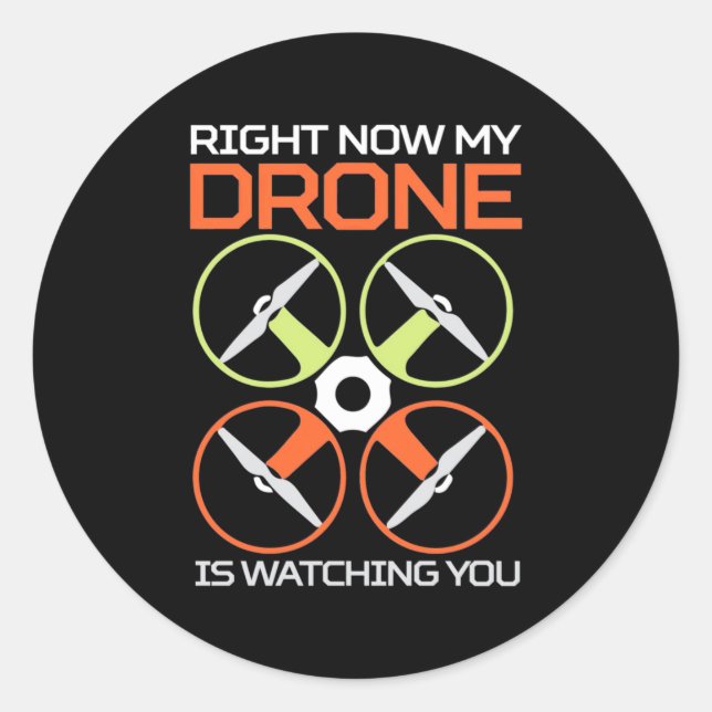 Right Now My Drone Classic Round Sticker (Front)