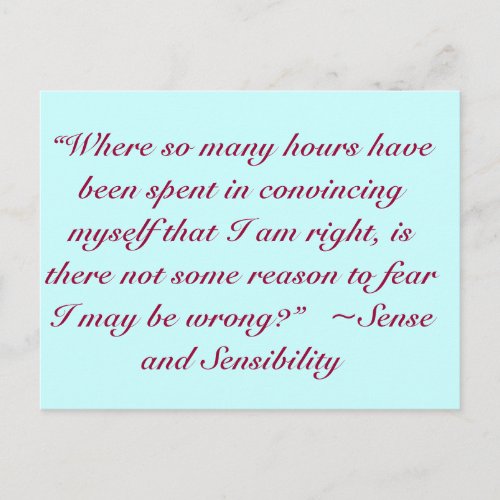 Right or Wrong Jane Austen Quote Postcard