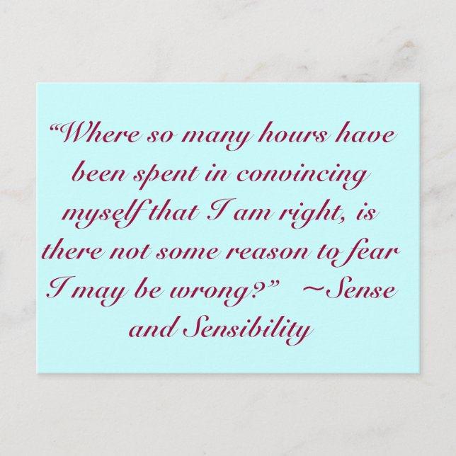 Right or Wrong Jane Austen Quote Postcard (Front)