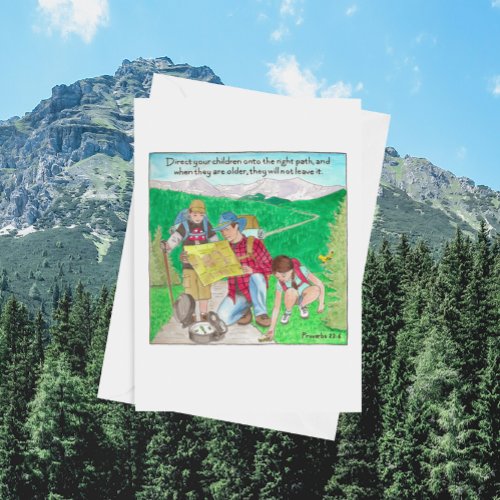 Right Path Father and Children Hiking Fathers Day Card