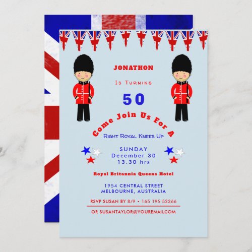 Right Royal Knees Up 50th Birthday Bash Invitation