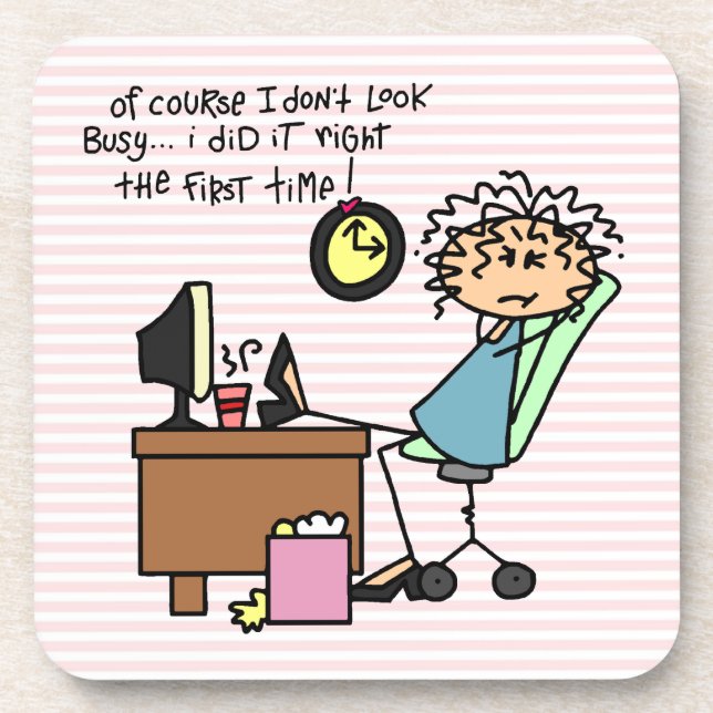 Right The First Time Humor Beverage Coaster (Front)