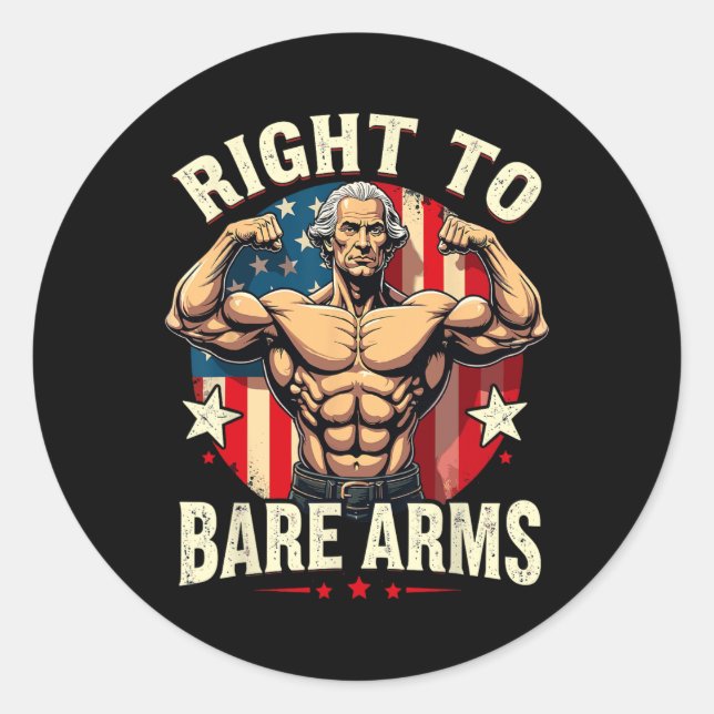 Right To Bare Arms George Washington Bodybuilder G Classic Round Sticker (Front)
