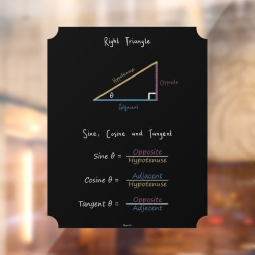 Right Triangle Trigonometry Chalkboard Window Cling