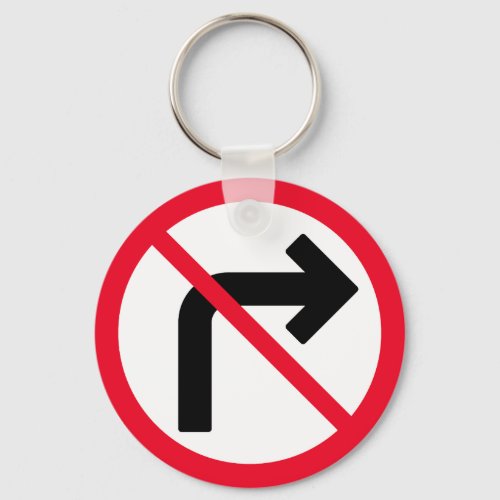 Right Turn Prohibited  Metal Circle Keychain