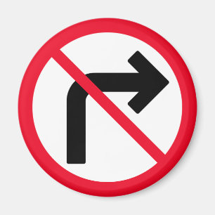 Right Turn Prohibited   Red Circle Sign   Magnet
