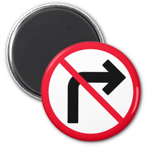 Right Turn Prohibited  Red Circle Sign  Magnet