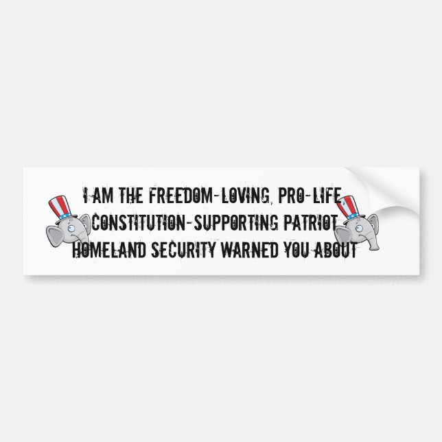 Right Wing Extremist Bumper Sticker (Front)