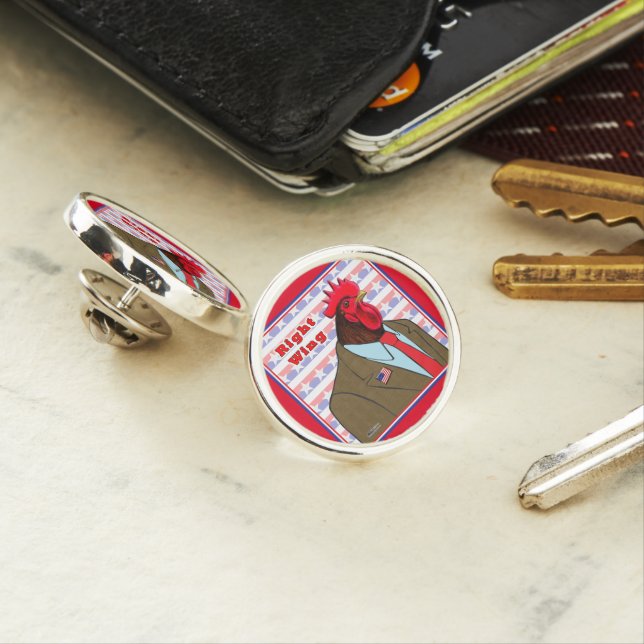 Right Wing Rooster Lapel Pin (In Situ)