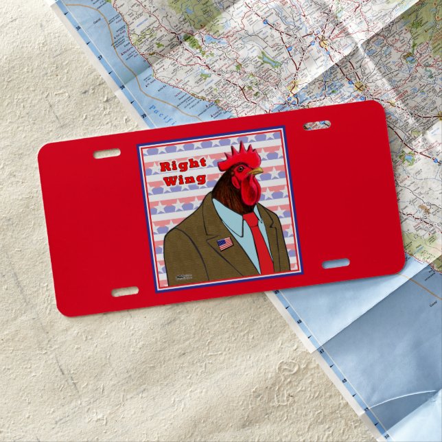 Right Wing Rooster License Plate (In Situ)