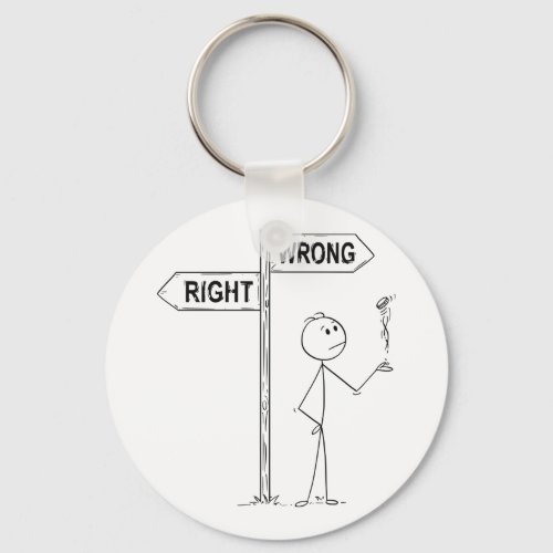 Right Wrong Illustration Keychain
