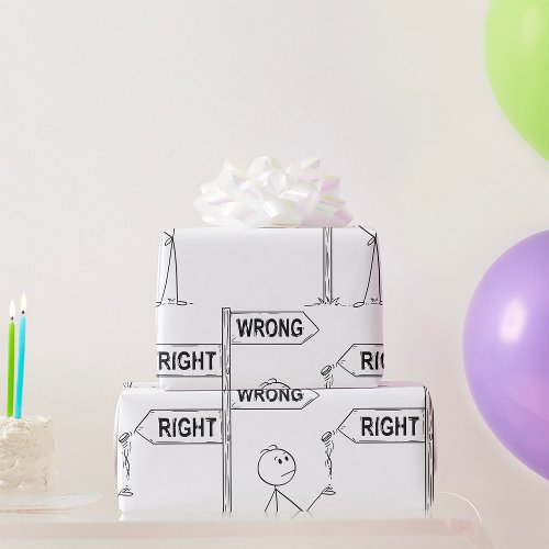 Right Wrong Illustration Wrapping Paper