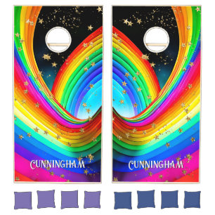 Righteous Rainbow & Gold Stars Family Cornhole Set
